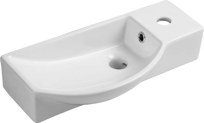 Moderne Gebogen Keramische Wastafel voor Badkamer - Wandmodel