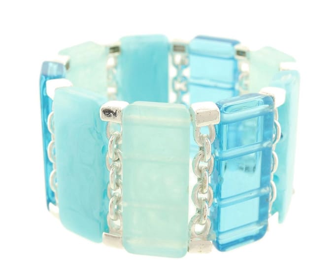 Behave Dames armband elastisch aqua licht blauw