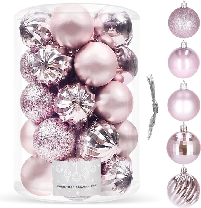 Springos Kerstballen | 20 Stuks | 6 cm | Roze