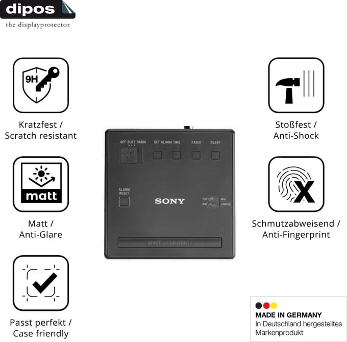 dipos – 2x Matte Pantserfolie geschikt voor Sony ICF-C1 | 9H Screenprotector