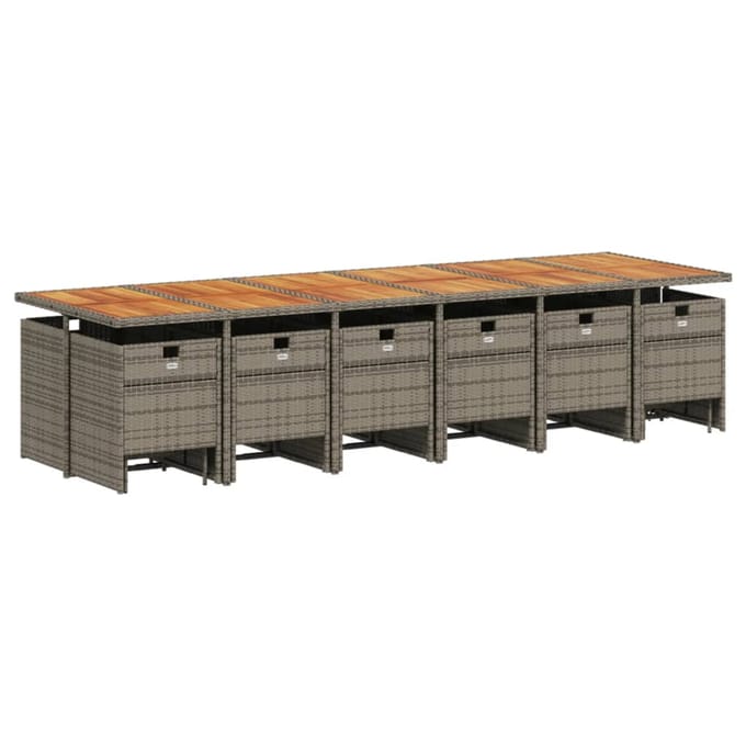 vidaXL - 17-delige - Tuinset - met - kussens - poly - rattan - grijs