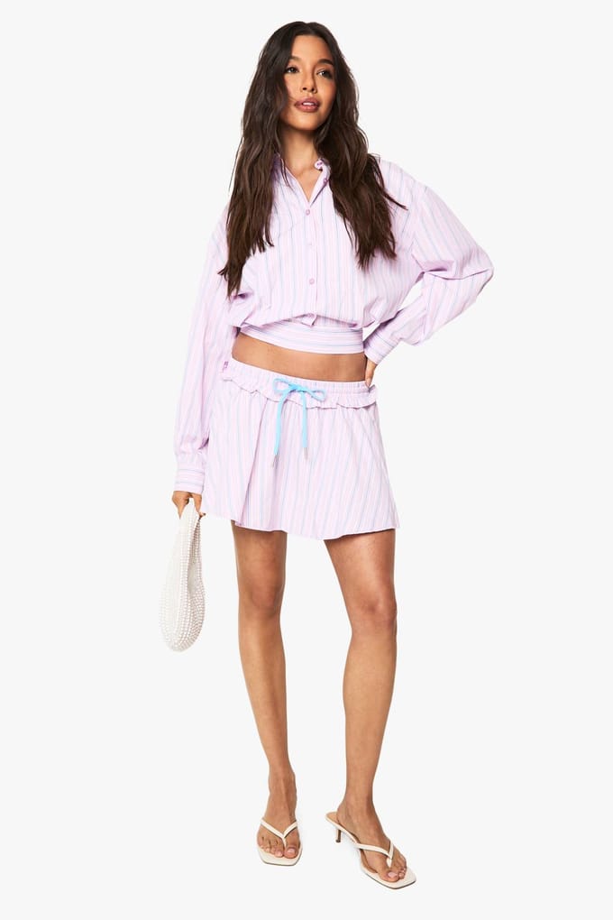 boohoo Dames Ruffle naad skater mini-rok | Pink | Maat: 8