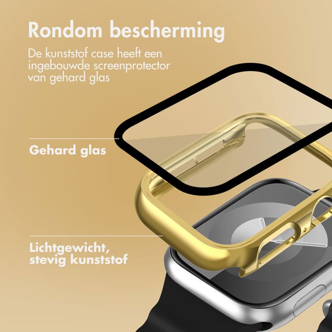 Hoesje Full Cover - Geschikt voor Apple Watch 4 / 5 / 6 / SE - 40 mm - Screen protector - Case/Cover - Goud
