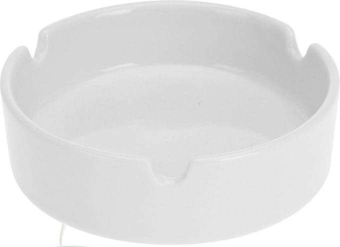 Excellent Houseware Asbak - wit - porselein - 10 cm - Binnen/buiten gebruik