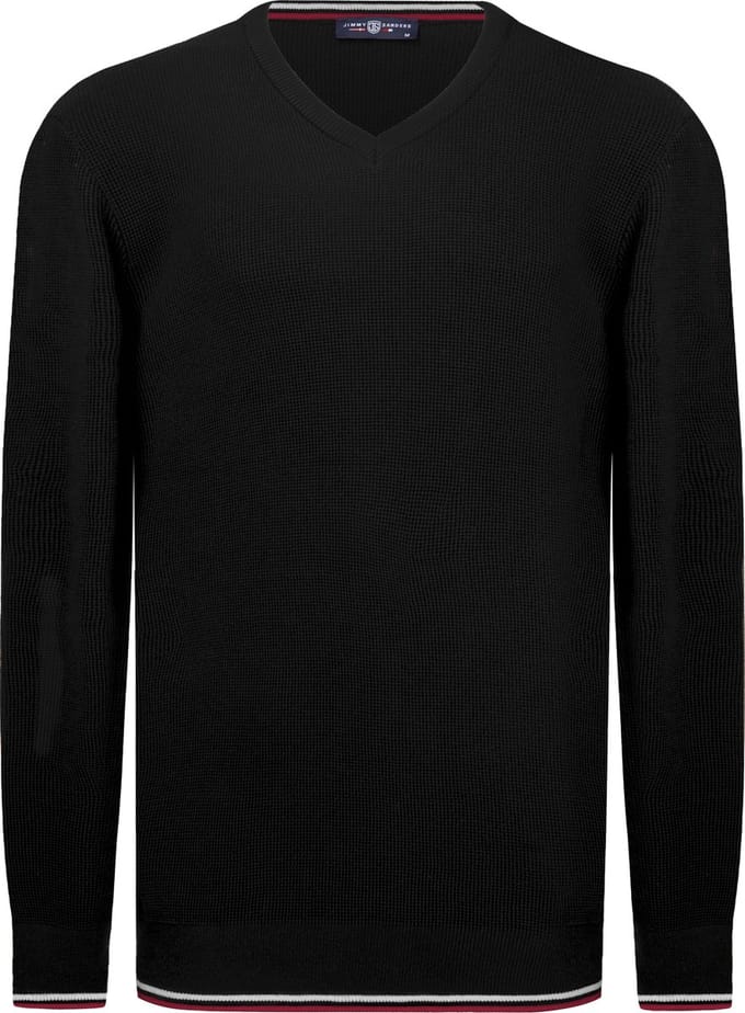 Jimmy Sanders V-Neck Sweater - V Trui - 100% Katoen Heren Zwart - M