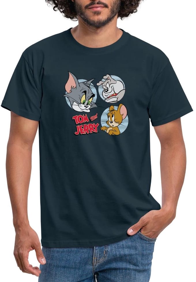 Tom En Jerry Met Hond Spike T-Shirt Heren
