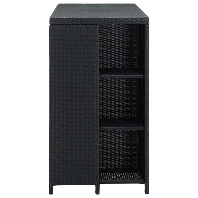 vidaXL - Bartafel - met - opbergrek - 120x60x110 - cm - poly - rattan - zwart