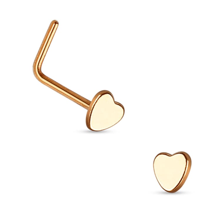 Neuspiercing L-bend hart massief 0.8x6x3 - rose - LMPiercings