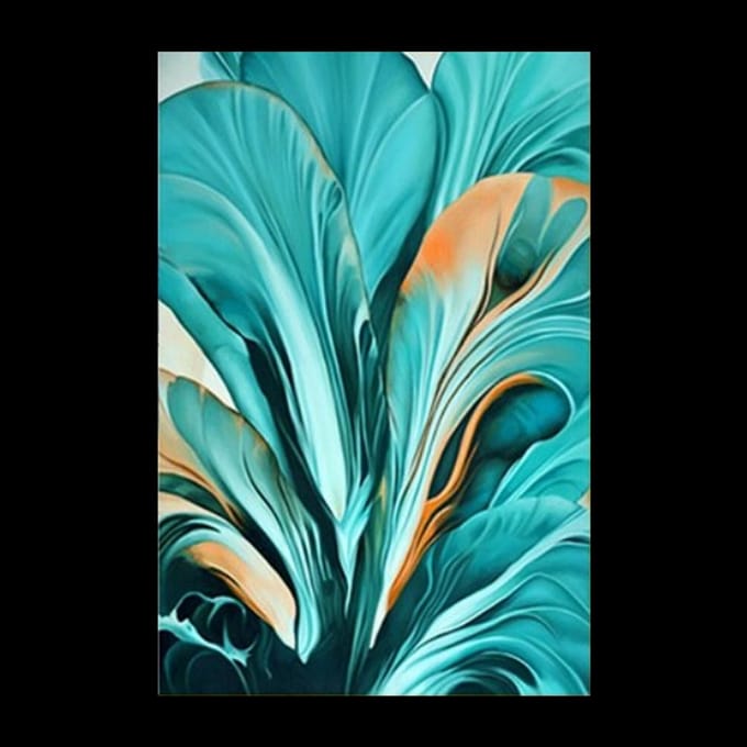 Allernieuwste.nl® Canvas Schilderij * Veren Bladeren * - Kunst Poster - Abstract - kleur - 50 x 70 cm