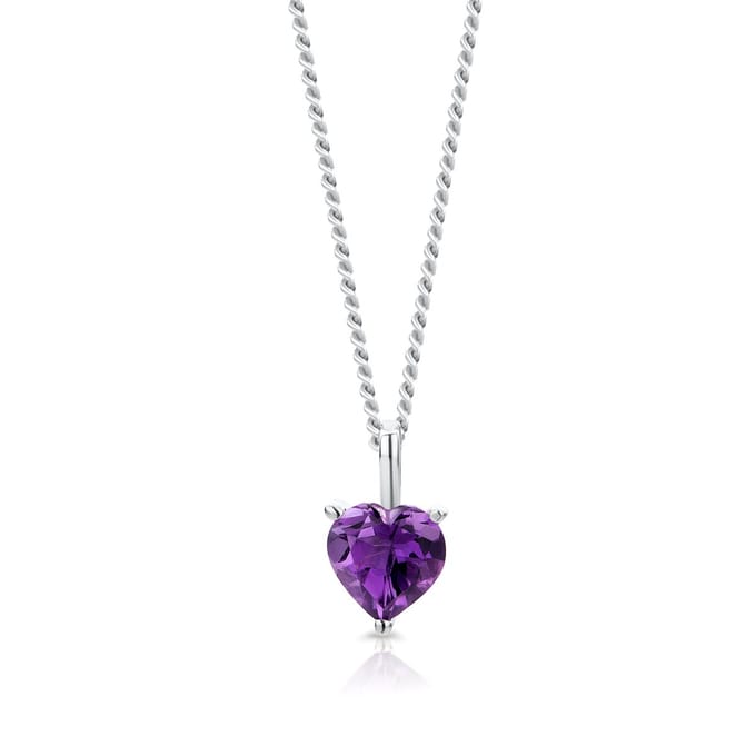 Miore Pure Collier Ketting ‚Äì 9 Karaat - Zilverkleurig - met Amethist