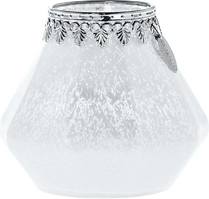 Riverdale - waxinelichtjeshouder - Sfeerlicht - Glow - wit - zilver - H13 cm - Ø 15 cm - glas