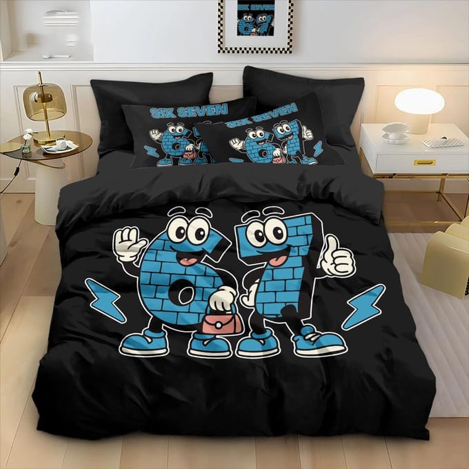 Grappige 67 Graffiti Stijl 67 Element Game Controller Beddengoed Set Dekbedovertrek Set Meerdere Maten Beddengoed Decoratie Zacht Machinewasbaar 135x200cm-2pcs