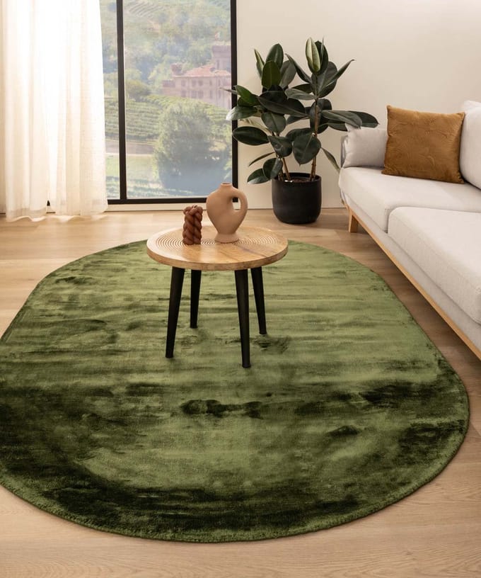 Viscose vloerkleed ovaal - Pearl groen 300x400