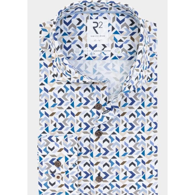 R2 Overhemd Sorona Print Multicolour - Maat 39 - Heren - Overhemden Formeel