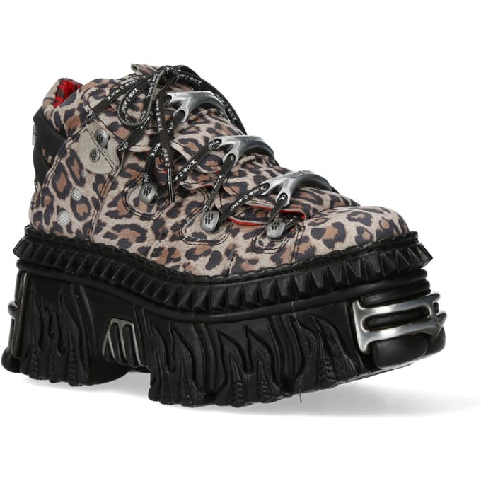 New Rock M-106WALL-C56 Leopard Print Leren Gothic Platform Enkellaarsjes