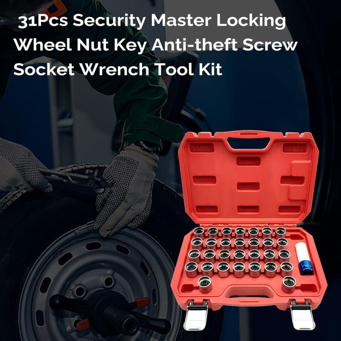 31 stuks Security Master Locking Wheel Moer Sleutel Antidiefstal Schroef Dopsleutel Tool Kit Vervanging voor 0 zilver