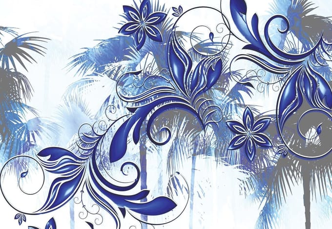 Fotobehang Flowers Abstract Art | PANORAMIC - 250cm x 104cm | 130g/m2 Vlies