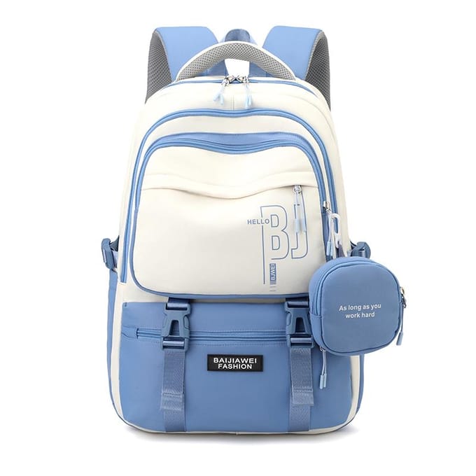 Student Rugzak Grote Capaciteit Kinderen Schooltas Dames Dubbele Schouder Kleur Blok Rugzak One Size blauw