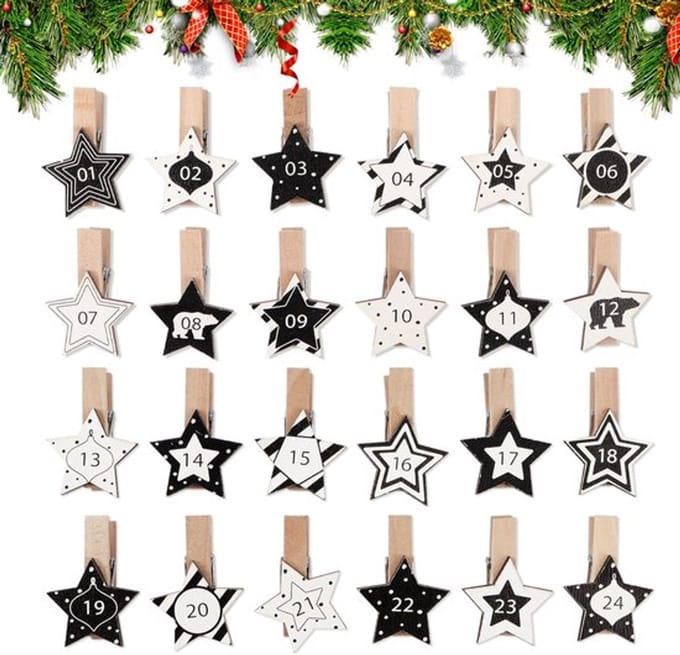Dailygoody - Adventskalender van hout - Decoratieve