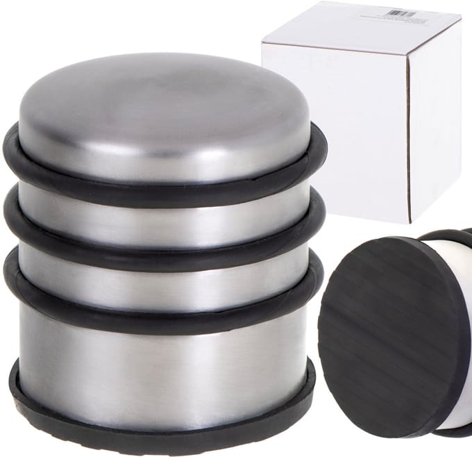 Set van 2 Deurstoppers - Deurstopper RVS met Anti Slip Bodem - 1 kg Voor binnen en buiten - Deurbuffer ⌀7 x 7,5 cm