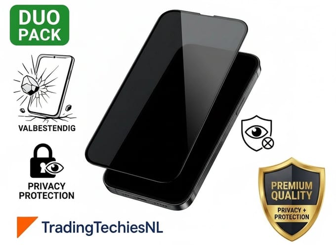 Privacy Screenprotector iPhone 17 Pro Max – 2 Stuks Duo Pack – Anti-Spy Beschermglas, 9H Gehard Glas, Anti-shock, Krasbestendig, Case-Friendly