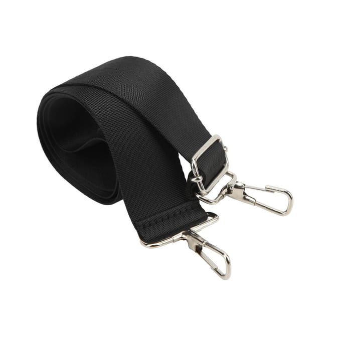Ceinture de sac à bandoulière réglable en nylon de 1 m avec double boucle antidérapante pour ordinateur, noire black
