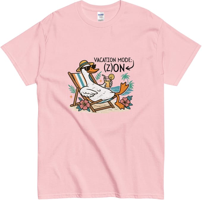 Dames en Heren T-shirt - Cartoon Strand Gans - Roze - M