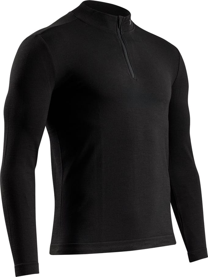 X-Bionic Mightywool Shirt Lange Mouwen Halve Rits Heren - Zwart, XL