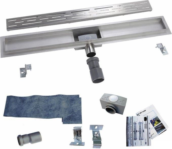 H&F Douchegoot RVS Flens 100 cm – Inclusief Uitneembaar Sifon en Haarfilter – Douchedrain Goot