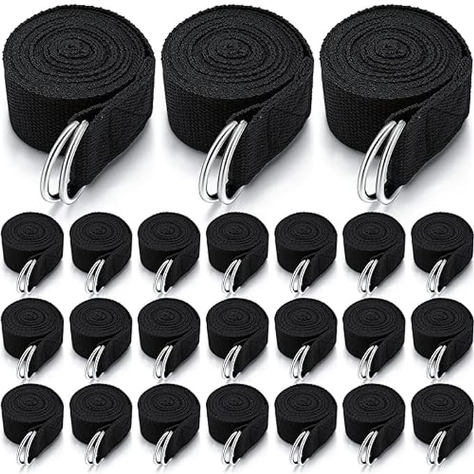 24 stuks verstelbare yoga-riemen voor stretching en pilates - 1,8 m niet-elastisch met D-ring gesp