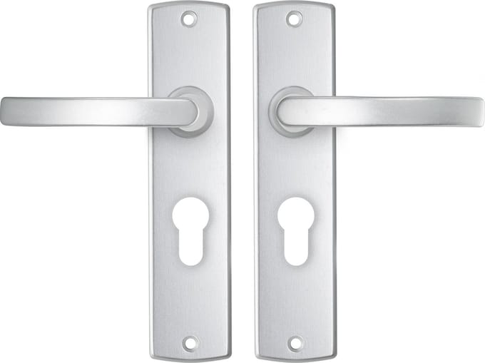 AXA Deurbeslag set Binnendeur - Curve Basic - Deurkruk Aluminium - Kruk L - Deurklink op schild - met cilindergat - PC55