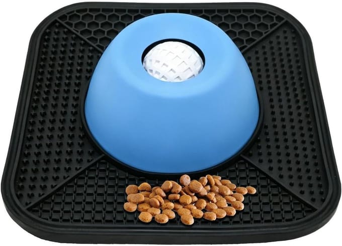 Hondenbak - Slow Feeder - Gezond Eten - Antislip Puzzel - 25.5 cm - Blauw
