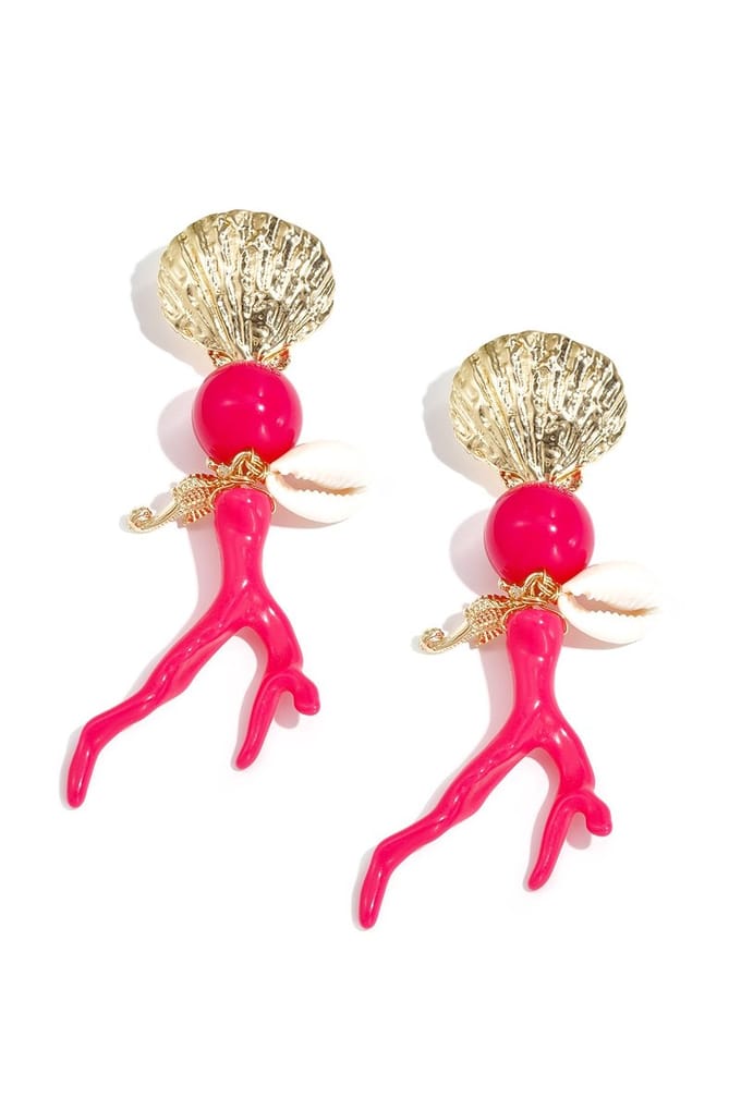 Oorbellen met koraal en zee hangers