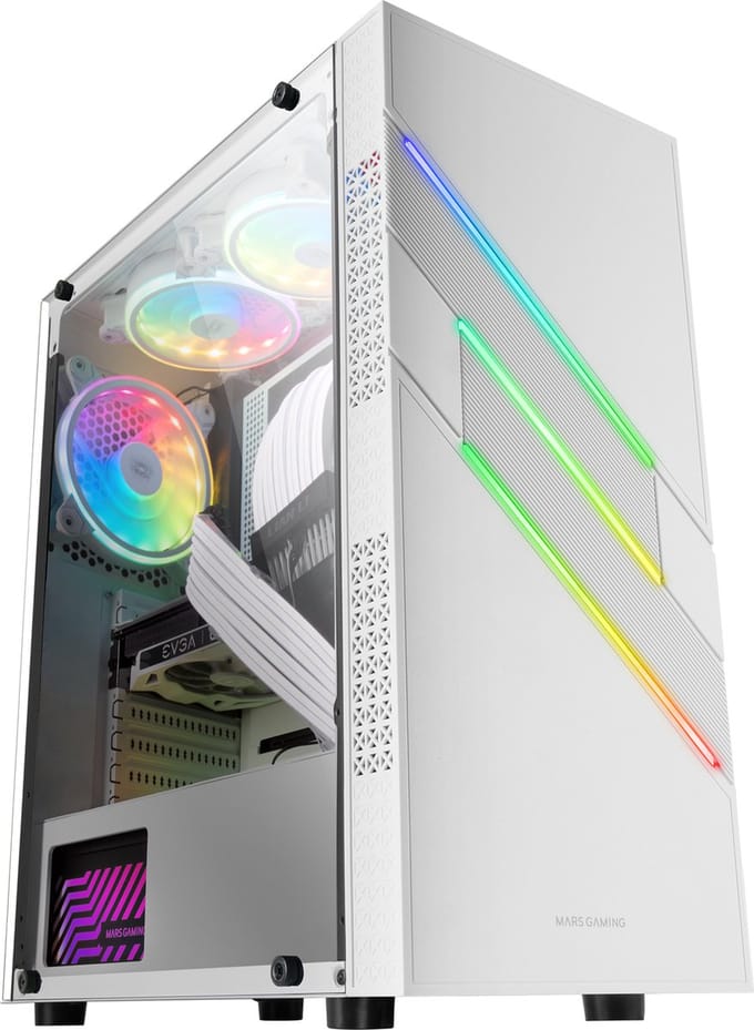 ATX Semi-tower Box Mars Gaming Mc-U3 White ARGB