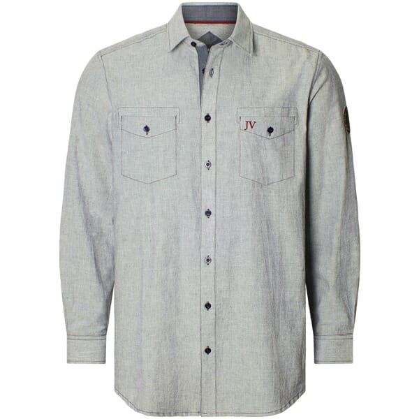 Jan Vanderstorm herren Overhemd - 41/42 - blauw - Plus Size