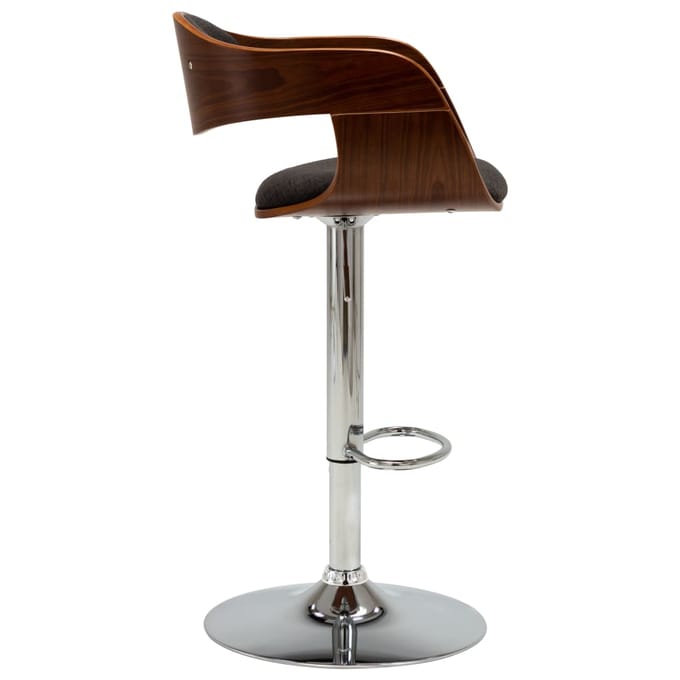 vidaXL - Barkruk - gebogen - hout - en - stof - grijs