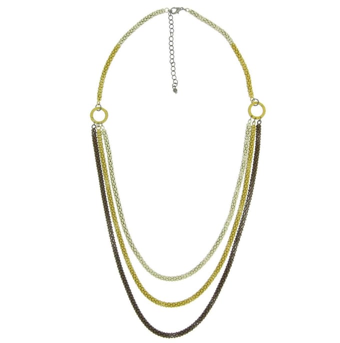 Behave - Snake ketting dames - Drie lagen - Goudkleur zilverkleur - 86 cm