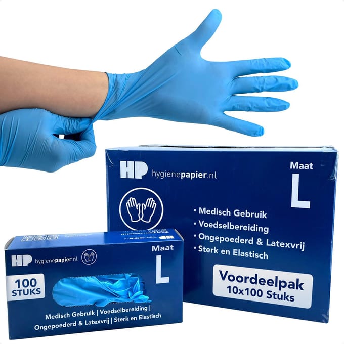1000st Handschoenen Soft Nitril Large Ongepoederd Blauw