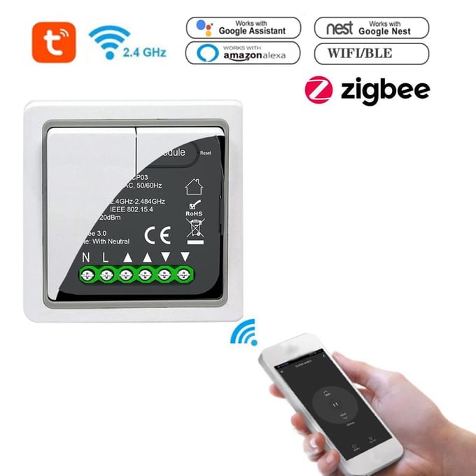 QS-Zigbee-CP03 Tuya ZigBee Intelligente Gordijnschakelaar Module Home Gordijn Modificatie Module zwart