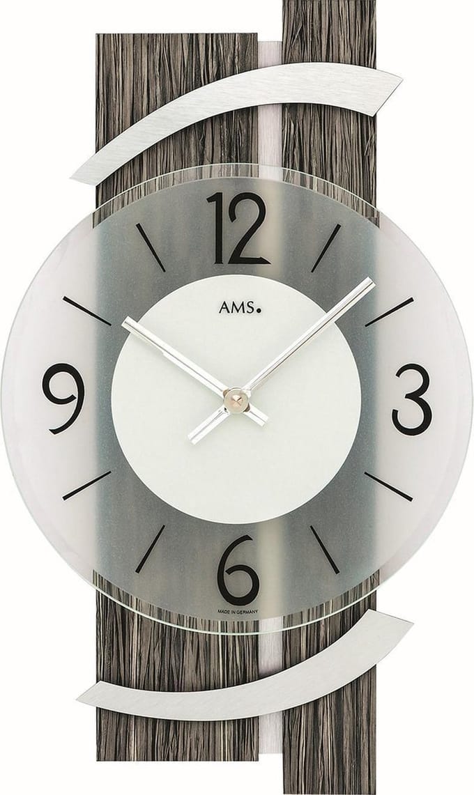 AMS Wandklok Hout-Aluminium 9547