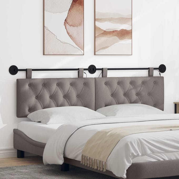 vidaXL - Hangend - hoofdbord - Taupe - Stof