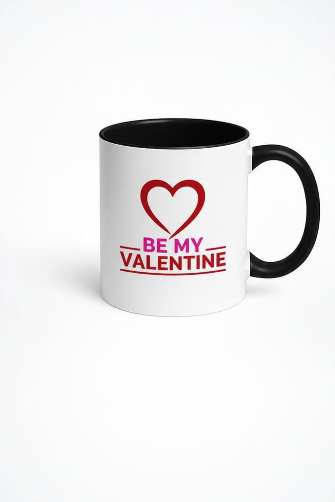 Be My Valentine Mok - Rood Hart Design | Wit Zwart | Romantisch Valentijn Cadeau