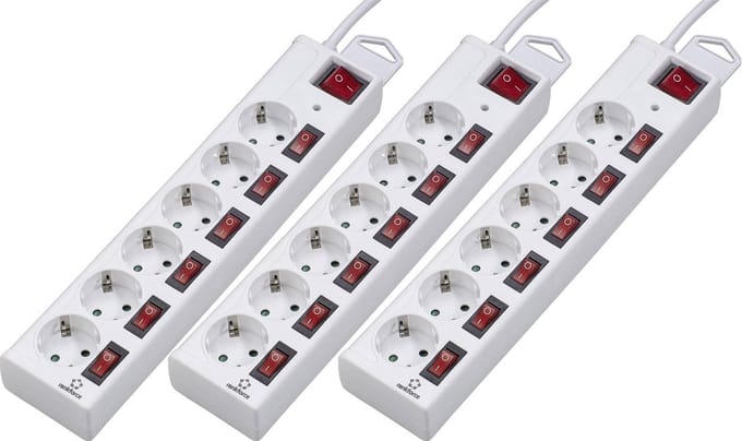 Renkforce RF-3187664 Overspanningsveilige stekkerdoos Wit 3 stuk(s)