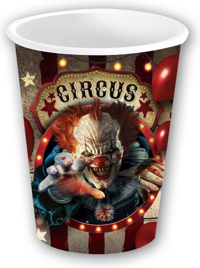 FIESTAS GUIRCA, S.L. - 6 kartonnen bekers Halloweenclown 240 ml