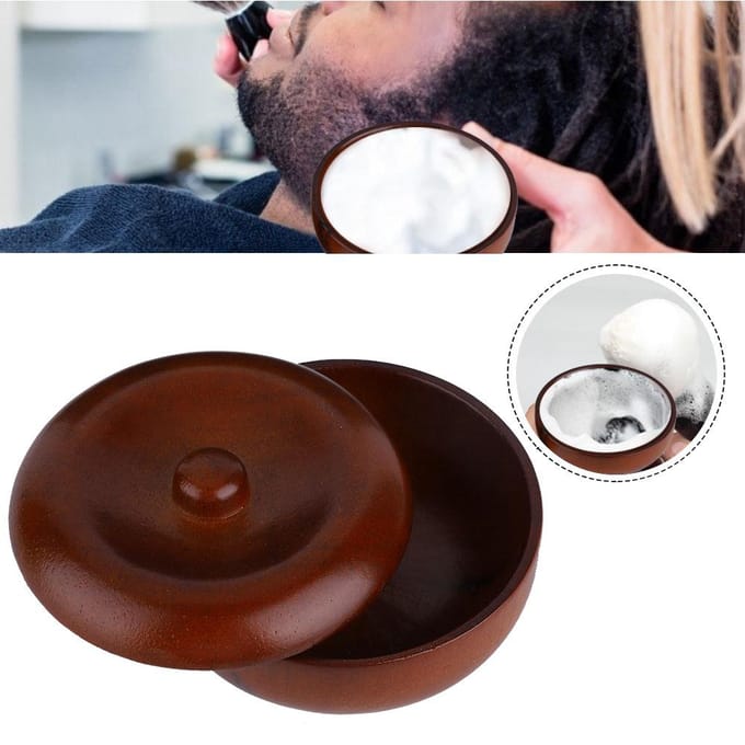 Bol à crème à raser en bois d'hévéa pour hommes, bol à raser moussant avec couvercle black