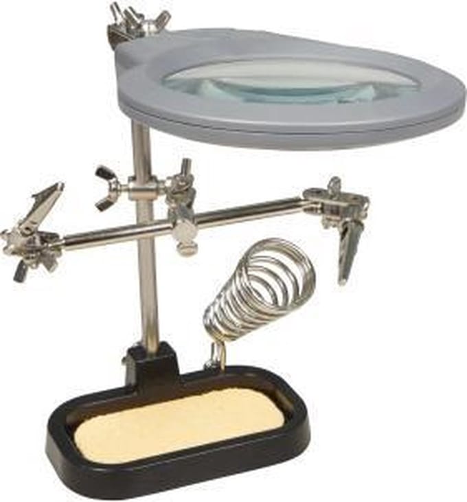 Derde handje - Vergrootglas met LED lamp - Soldeerbout houder met reiniger