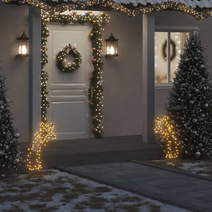 vidaXL - Kerstverlichting - meteoor - met - grondpinnen - 80 - LED's - 62 - cm
