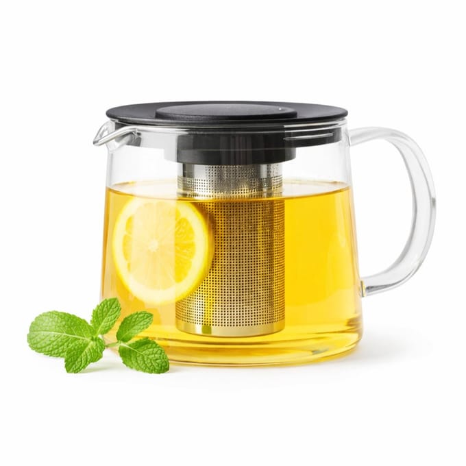 Point-Virgule - Theepot - Met thee infuser - Glas - Zwart - 1L