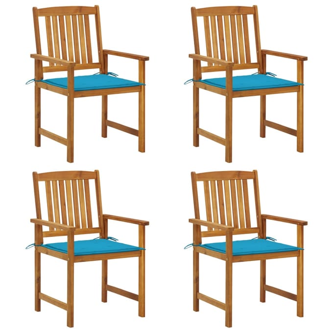 vidaXL - Tuinstoelen - 4 - st - met - kussens - massief - acaciahout