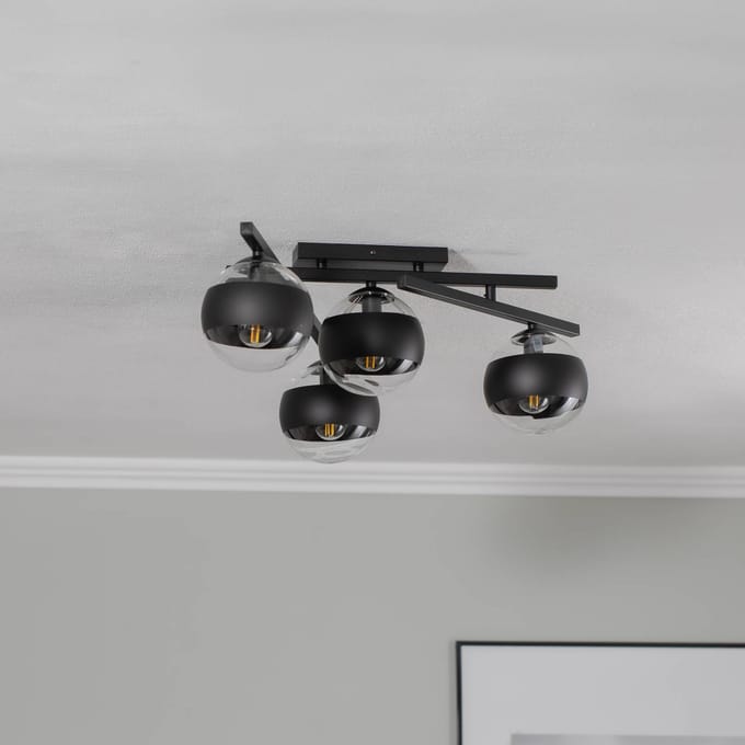 EMIBIG LIGHTING Plafondlamp Smart, zwart/helder, 4-lamps